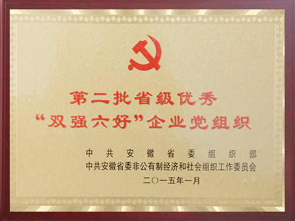 安徽省第二批省級優(yōu)秀雙強六好企業(yè)黨組織
